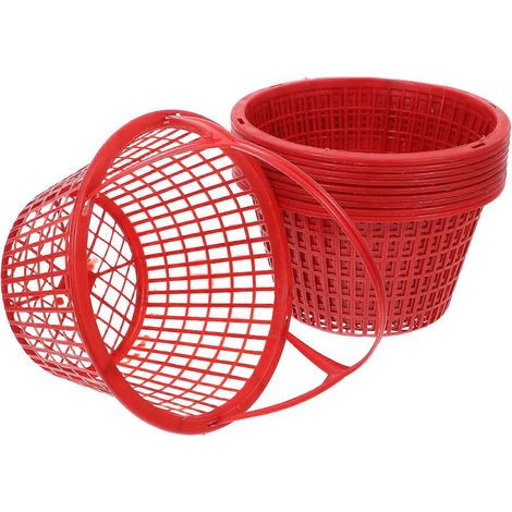 Petit panier à légumes rouge en plastique pour la cueillette de fruits (lot de 10). (1/3)