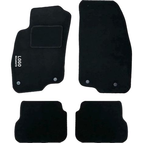 LUPEX SHOP - Tappetini auto compatibili per Punto Evo con 4 clip di fissaggio, in moquette nera, anteriori e posteriori (1/3)