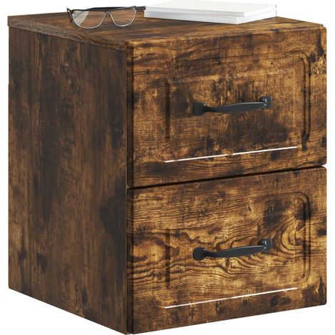 Maison Exclusive - Mobiletto da notte a muro 2 pcs Rovere Fumo 34,5 x 33 x 40 cm