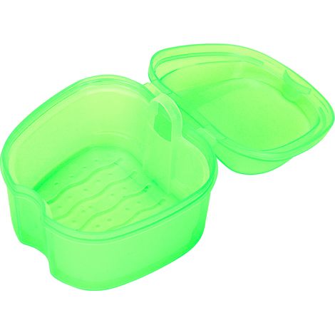 Boîte de trempage pour prothèse dentaire avec filtre - Étui de rangement vert pour dentier (1/5)