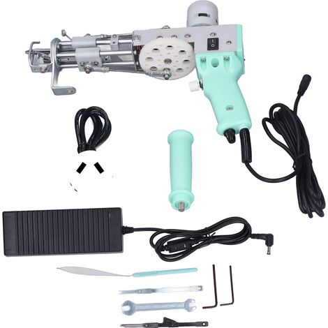 Pistolet à tapis électrique 2-en-1 DIY, vitesse réglable, machine à touffeter pour débutant, 100-240V, vert, prise AU (1/5)