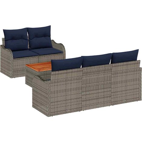 Garden Sofa Set 6 pcs Grey Poly Rattan vidaXL (1/5)