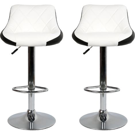 Aqrau Tabouret Tabouret de bar à dossier en sergé, Le blanc avant le noir 2 pcs (1/5)