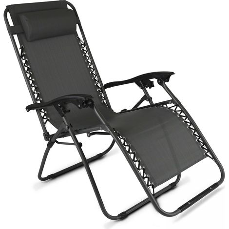 Oviala – Fauteuil de jardin inclinable en acier et textilène – Dossier réglable en 2 positions – Pliable pour rangement facile – Anti-rouille