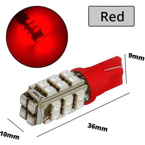ampoule LED Clocon T10 blanche et rouge 28 LED W5W pour voiture (réf. 168 501) avec clignotant de recul, éclairage de plaque d'immatriculation, phare et liseuse. (1/5)