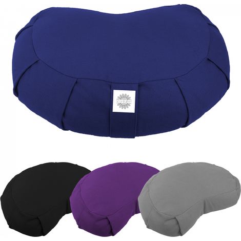 Pouf, zafu, coussin de méditation, yoga - Demi-lune - 44 x 27 x 13 cm - Bleu - Vivezen