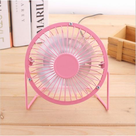 Petit ventilateur de bureau USB de 10 cm – Mini ventilateur personnel silencieux en métal pour la maison, le bureau, la voiture et les voyages (rose) (1/5)