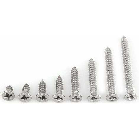 Assortiment de 200 vis autoperceuses M3 en acier inoxydable 304 (tête plate)-AquaForge (1/5)