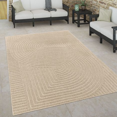 Paco Home Tapis Intérieur & Extérieur Terrasse Et Balcon Style Scandinave Résistant Aux 80x150 cm, Beige 3