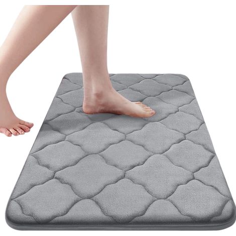 Tapis de bain en mousse à mémoire de forme, ultra doux et absorbant, avec dos antidérapant, 61 x 41 cm, beige 41 x 61 cmgris (1/5)