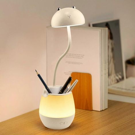 Kinderlampe, Schreibtischlampe für Kinder, LED-Schreibtischlampe für Kinder, mit Nachtlicht zum Arbeiten und Lernen, 360° flexibler Schwanenhals, USB-aufladbar – Weiß (1/5)