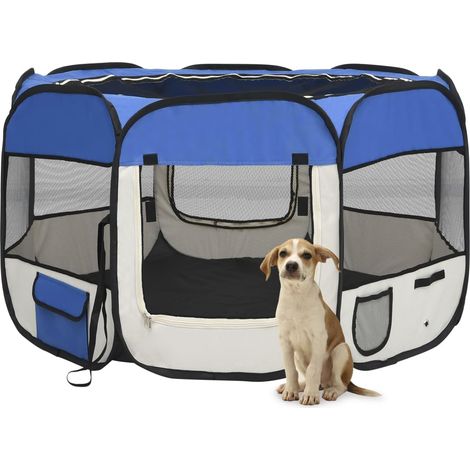 Niche pour Chiens Chenil extérieur Parc Enclos pliable pour chien avec sac de transport Bleu 110x110x58cm CFW639027 CFW189836 (1/5)