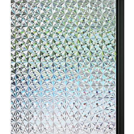Sonnenschutzfolie für Fenster, 3D-Diamantmuster, antistatisches Vinyl, klebstofffrei, dekorativ, wärmeregulierend, UV-Schutz, für Glastüren, Zuhause, Küche, Büro (1/5)