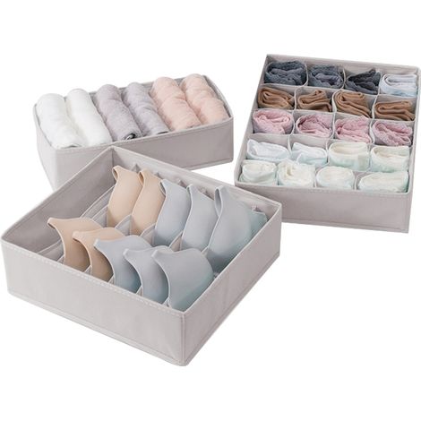 Boîte De Rangement Pour Sous-Vêtements - Boîte À Soutiens-Gorge 6 Cases - Boîte À Sous-Vêtements 7 Cases - Boîte À Chaussettes 20 Cases - Ensemble De 3 Pièces (1/5)