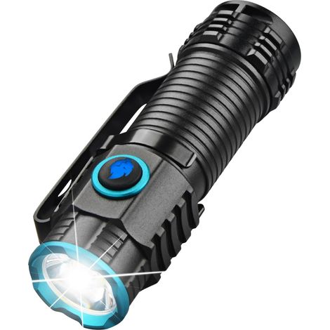 Torche rechargeable Mini LED, lampe de poche EDC de 1000 lumens élevés avec batterie, 4 modes petite torche avec LED XPH50 super lumineuse
