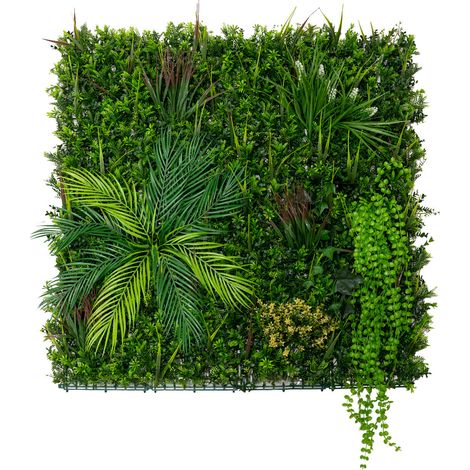 Pannello da Parete con Piante Artificiali 100 x 100cm Alina Foliage Verde Realistico per Interni ed Esterni – Resistente agli Agenti Atmosferici e ai Raggi UV – Recinzione, Siepe Artificiale, Sfondo D