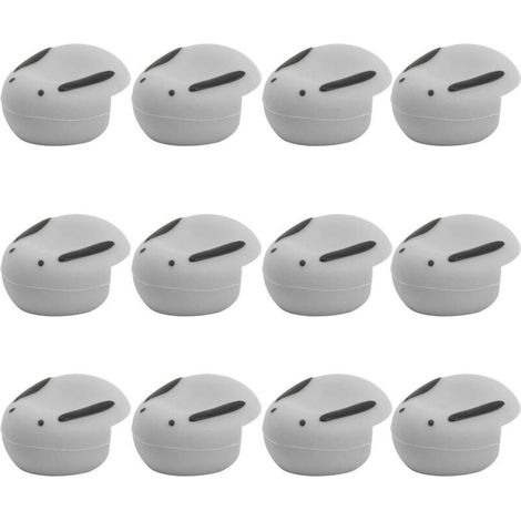 12 Protections d'angle en forme de lapin pour meubles, sécurité enfant, coins arrondis gris (lot de 12)