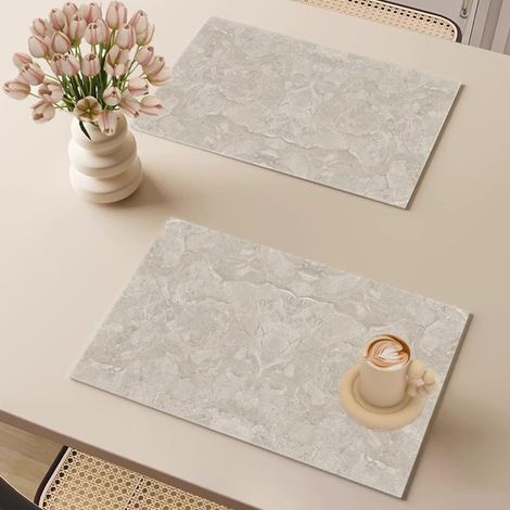 Lot de 2 sets de table en similicuir résistants à la chaleur, pour salle à manger, protègent les surfaces, antidérapants et lavables, accessoires de décoration de cuisine (50 x 40 cm, L)'Parent'-'- (1/2)
