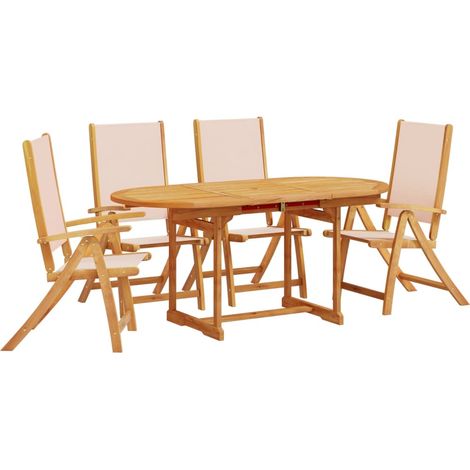 Juego comedor de jardín 5 pzas madera maciza acacia y textileno vidaXL (1/5)