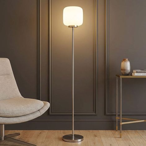 Lampada da esterno, lampada da terra, lampada da giardino, lampada a stelo, aspetto legno, marrone, lampada da terrazza, lampada da vialetto, sfera in vetro alluminio, 1xE27, PxH 25x50 cm (1/5)