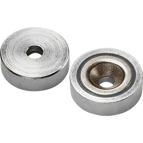 Aimant plat avec taraudage, Néodyme,⌀: 25 mm