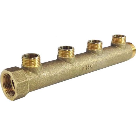 Ibp Bänninger – Collecteur entraxe 50mm Mâle Femelle 1" – 4 départs Mâle 3/4 – Corps Ø 30 – Éprouvé à 10 bar