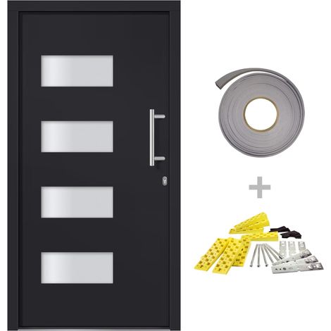 Porte d'entrée Aluminium et PVC Anthracite 100x200 cm