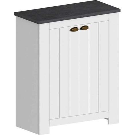 Dmora - Zapatero Tonio, zapatero con 2 puertas que ahorra espacio, armario de entrada multifuncional, 84x42h100 cm, Blanco y Antracita