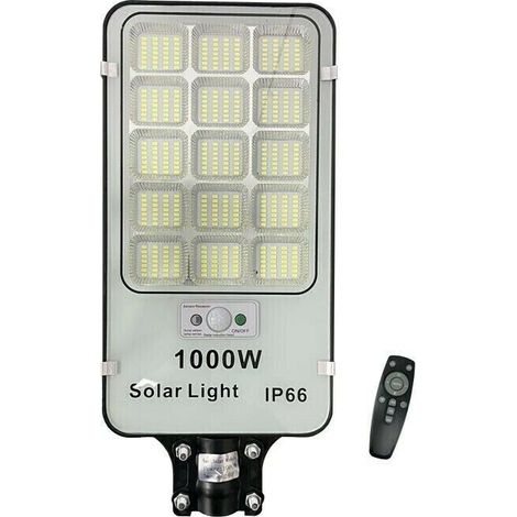 Lampione Solare Faro Stradale LED 1000W Sensore Crepuscolare Luce Fredda ip65