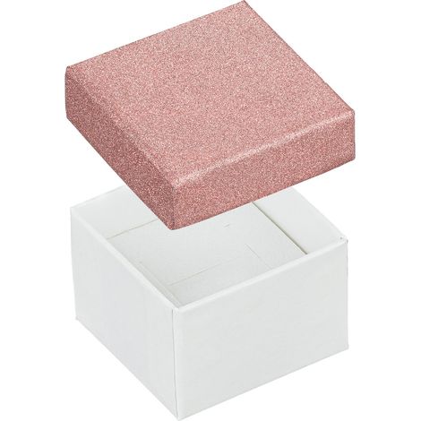 Scatola portagioie decorativa rosa e bianca con glitter, confezione regalo