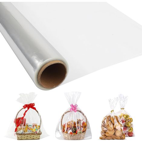 Rouleau de film OPP transparent (40 cm x 30 m) - 3 mm d'épaisseur - Emballage cadeau, protection florale, mariage - Protection contre la poussière pour les paniers de Pâques (1/5)