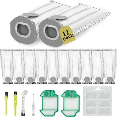 12 Sacs Aspirateur pour Kobold VK7 FP7 VK7S FP7S,12 Sac avec 2 Filtre Remplacement, 3 Brosse, 1 Tournevis et 6 Parfums, Kit Sac pour Aspirateur Kobold vk7 (1/5)