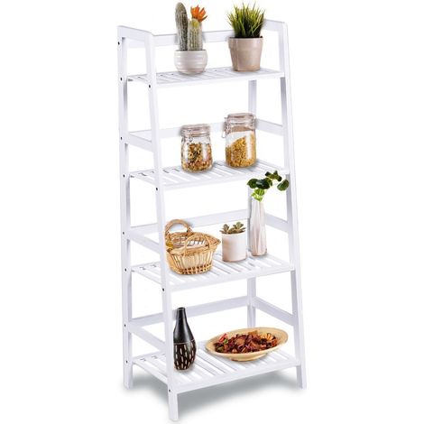 Libreria Scaffale Multiuso in Legno di Bambu 4 Ripiani 116x48x32cm Casa Ufficio (1/5)