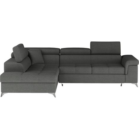 Sofá de esquina convertible PALAZZO 4 plazas gris oscuro – esquina izquierda con 1 cojín (1/5)