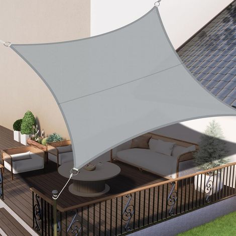 Sonnensegel Wasserdicht Rechteckig 95Prozent UV 3x3m Hellgrau (1/5)
