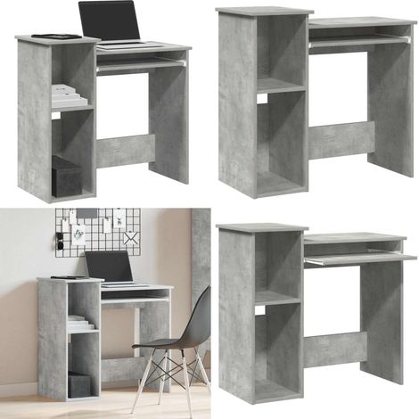 vidaXL Bureau avec étagères gris béton 84x40x78 cm bois d'ingénierie (1/5)