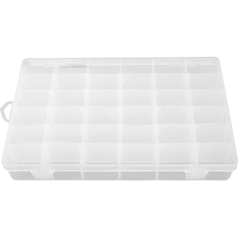 Boîte de rangement transparente pour bijoux 36 compartiments, séparateurs amovibles, étui en plastique portable pour boucles d'oreilles bagues perles (1/5)