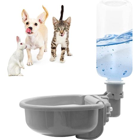 473 ml (16 oz) Anti-Überlauf-Wasserspender für Haustierkäfige – BPA-frei, Grau – Geeignet für Kleintiere (1/4)