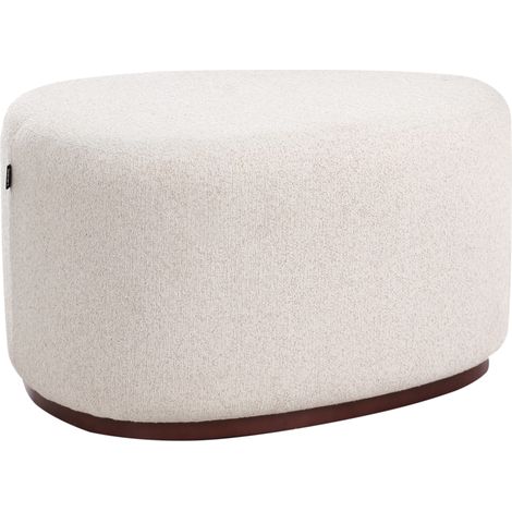 Puf moderno reposapiés tapizado de tela patrón liso beige claro Saco