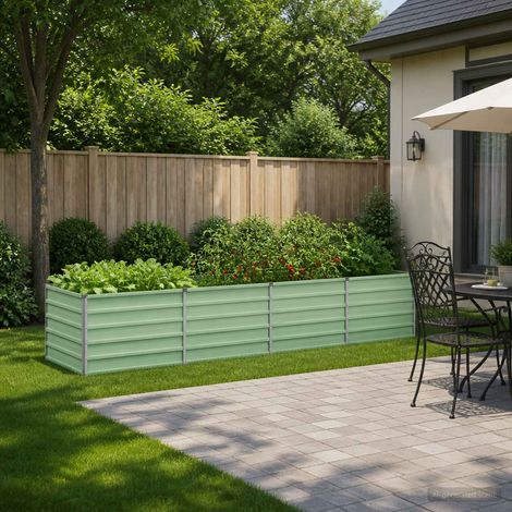 vidaXL Cama de Jardín Elevada Verde Pastel 320 x 80 x 55 cm (1/5)