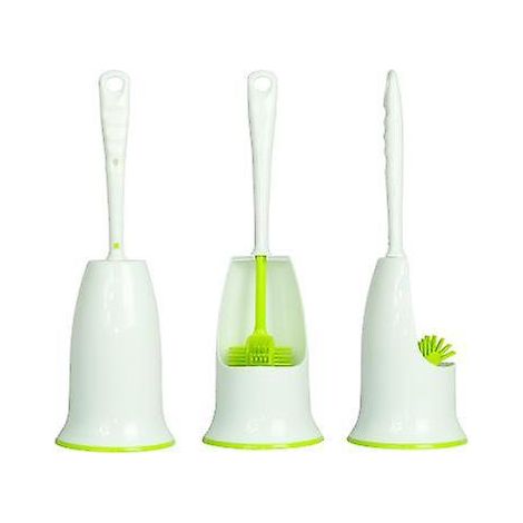 brosse De Toilette De Salle De Bain Et Ensemble De Support Poigne Antidrapante Blanc Et Vert (1/4)