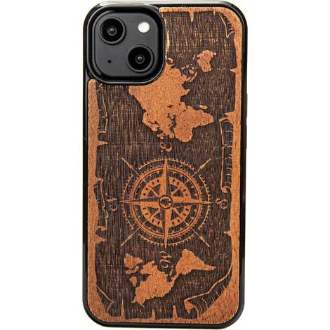 Bewood Holzhülle für iPhone 14 WIND ROSE MERBAU (1/5)