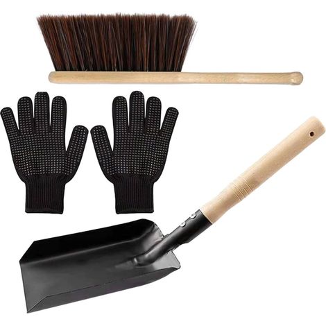 Set de Nettoyage,Ensemble complet d'outils pour cheminée Pelle à cendres Brosse et gants Kit de nettoyage pour la maison (1/5)