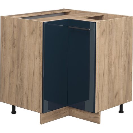 Eckunterschrank Fame-Line, Dunkelblau Hochglanz, 80.5 cm ohne Arbeitsplatte, Vicco