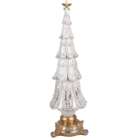 Statue Décorative de Sapin de Noël en Plastique Blanc pour Intérieur Ø 9 x 30 cm - PANGIVO (1/3)