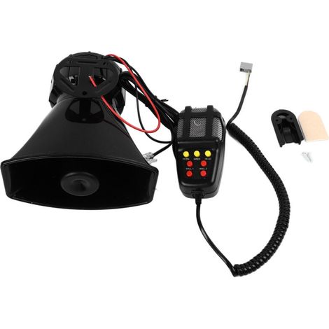 Haut-parleur de mégaphone de voiture 7 tonalités Sirène Son Urgence Amplificateur sonore pour véhicule 12V (1/4)
