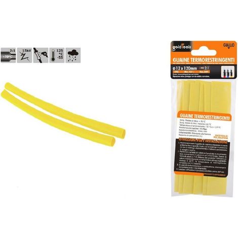 Kaela - Set 10pz Guaine Termorestringenti Termoretrattili Gialle 12x120mm Per Cavi 57091 - (1/2)