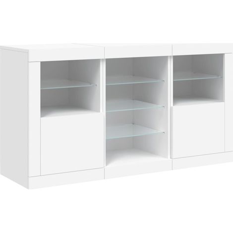 Credenza cassettiera armadio contenitore organizer cucina soggiorno soggiorno con luci a LED 123 x 37 x 67 cm Bianco 020029827