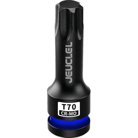 Douille à impact Torx étoile à 6 points T70, douille Torx 1/2 pouce carrée de 3 pouces de long, adaptateur de visseuse allongé en acier Cr-Mo. (1/5)