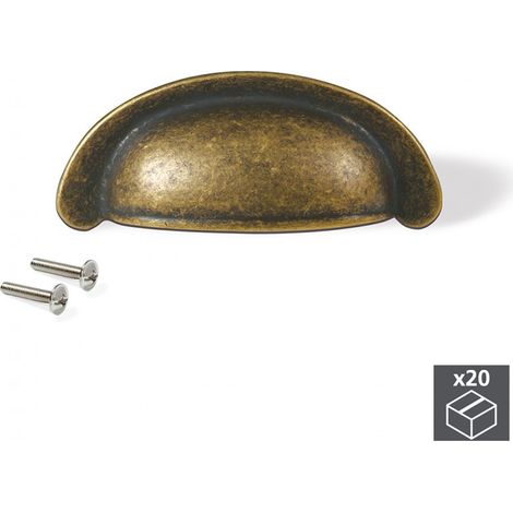 Emuca Tiradores para mueble, intereje 64 mm, Zamak, Bronce, 20 ud.
